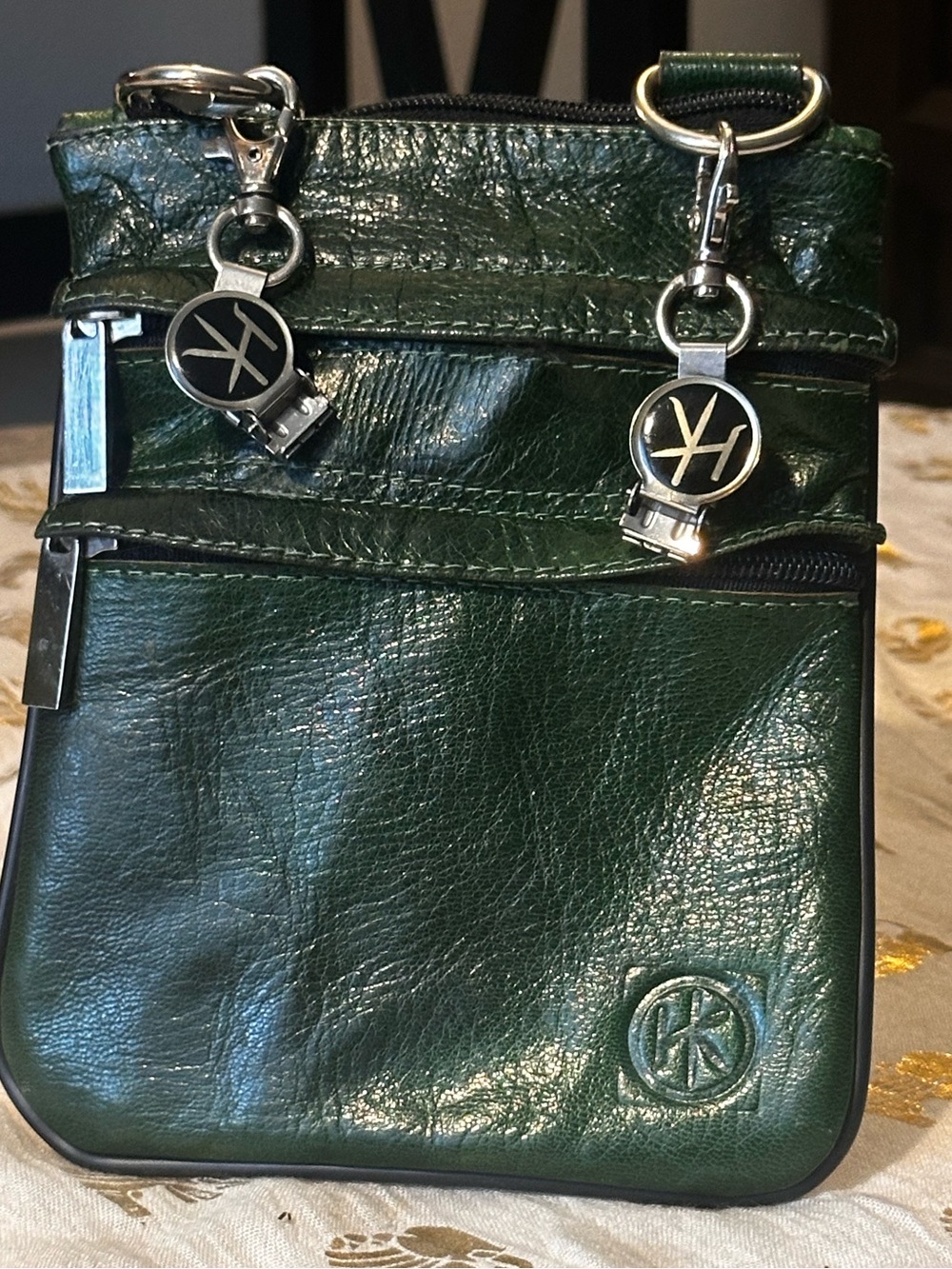 Hip Klips - Dark Green Leather Clip-to-Hip Bag with Logo Detail